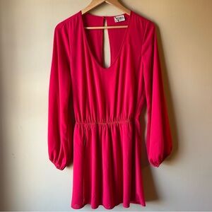 Show Me Your Mumu Women's Size Medium Red Rainey Mini Dress Long Sleeves Cut Out